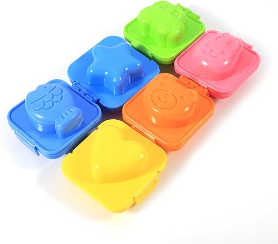 6 PCS/Set Cartoon Cute Boil Egg Mold, DIY Cute Boil Egg Mold Fish Car Heart Shape Egg Sushi Rice Mould Food Picks Egg Shaper for Kids 6.7cm X 6.7cm X 4cm.