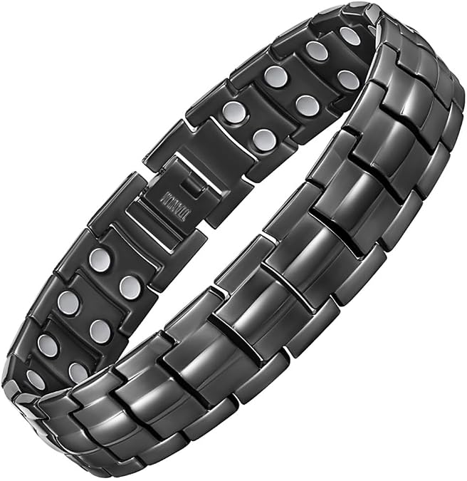 Willis Judd Mens Titanium Magnetic Bracelet Magnetic Bracelets for Men Adjustable Bracelet Length with Sizing Tool