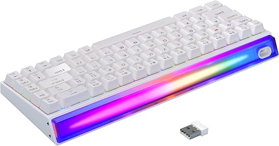 MageGee AIR68 Wireless Hall Effect Gaming Keyboard, 60% RGB Magnetic Switch Keyboard with Rapid Trigger, Adjustable Actuation, 8KHz Polling Rate, 0.01mm RT Accuracy, 6000mAh, Hot-Swap (White)