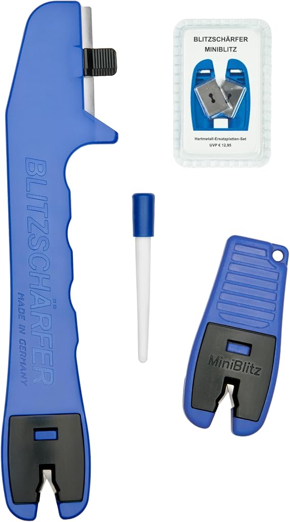 Flash Sharpener Knife Sharpener Flash Sharpener Portable Knife Sharpener Manual Mini Flash Ceramic Sharpener and Replacement Carbide Plates Set of 4