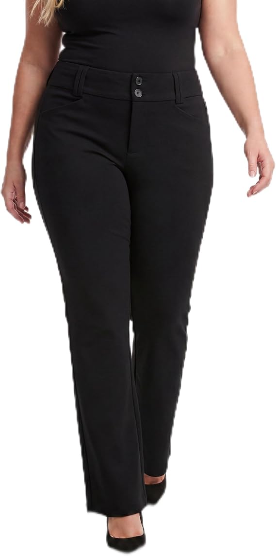 Torrid Women's Plus Size Studio Trouser Bootcut Ponte Pant, Deep Black, 22 Regular