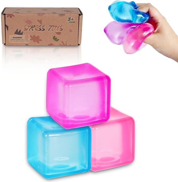 Squishy Cubes Squeeze Toys – 1.96" Squishy Cubes Squeeze Toys,Cube Fidget Toy, Sensory Fidget Toys, Stress Cube for Anxiety Relief for Kids & Adults (3PCS)