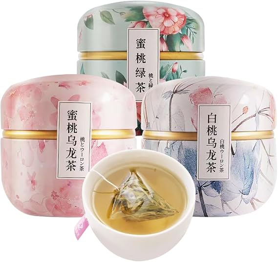 White Peach Oolong Tea Fruity Aroma Rich Fruit Scent Smooth and Rich Taste Fruit Tea Oolong Tea Tea Bag Flower Tea Tea Leaves Chinese Food Chinese Tea Total 3 Cans, Peach Oolong 15 Bags + White Peach