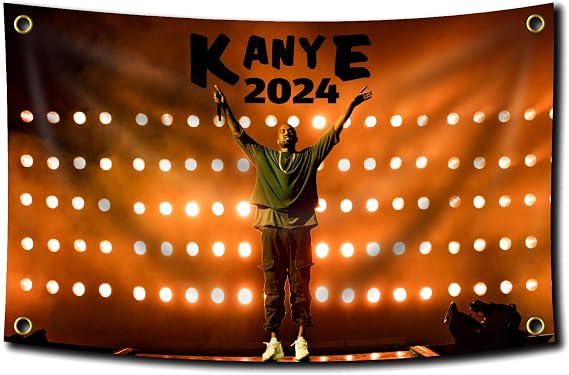 Kanye 2024 Flag 3x5 Feet Funny Poster Durable Man Cave Wall Flag with Brass Grommets This beautiful entertaining banner flag for College Dorm Room Decor,Outdoor,Parties gifts, filming, events...