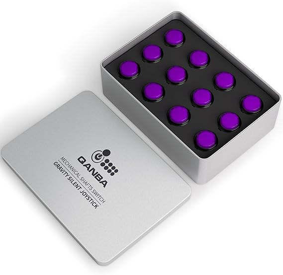 QANBA Gravity Ks Mechanical Arcade Buttons 24mm Snap-in Mechanical Pushbutton (Boxed (24mm Clear Black Violet E08(12 pcs)