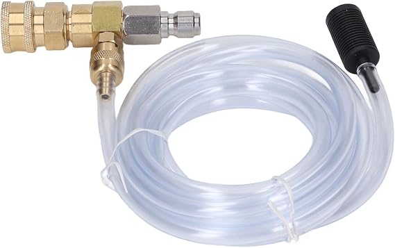 ADJUSTABLE Brass Stainless Chemical Injector Kit with PREMIUM MATERIAL, ADJUSTABLE DILUTION RATIO, and HIGH Pressure PERFORMANCE for Pressure Washer 5000PSI with 9.8ft Tube, Easy