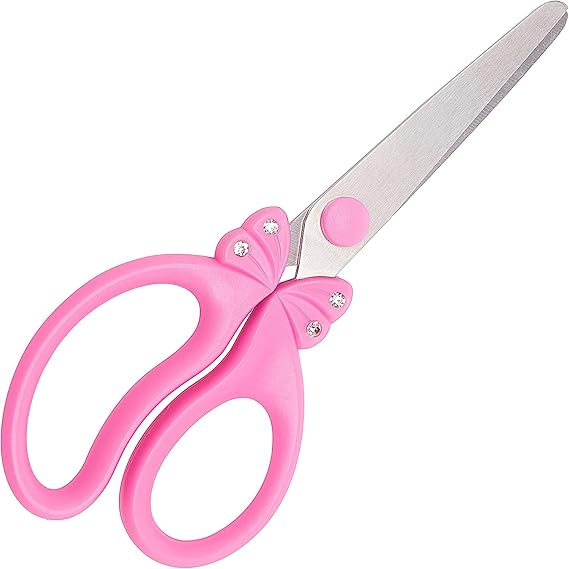 Kids Scissors, 5.9" Blunt Tip Child Safety Scissors for Kids, Ergonomic Comfort Handles for Toddlers, Children, Small School Students, Craft Cutting Paper(Pink)