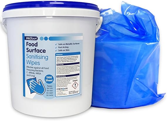 Food Surface Sanitising wipes - 1500 Wipes Bucket & 1500 Refill Wipes