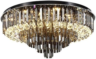 LED Modern Chandelier Smoke Gray Flush-Mount Crystal Pendant Light - Ceiling Light Fixture Compatible with Dining Room Living Room Bedroom Color : Warm Light, Size : 50cm,Chandelier Lamp