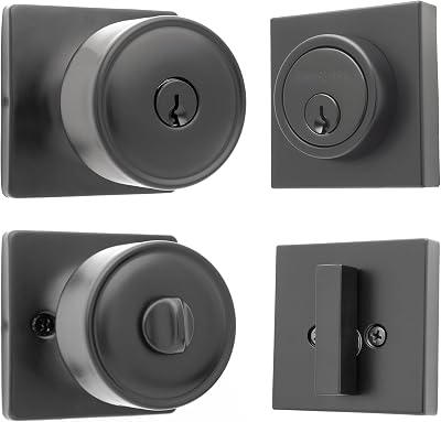 Honeywell Safes & Door Locks - Door Knob with Lock, Matte Black, Keyed Entry Combo Door Locks for Front Door, Bedrooms, and Interior Use Door Knobs Interior for Homes and Offices - 8103632