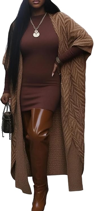 Ptorlio Womens Striped Long Cardigan Sweater Fall Plus Size Lightweight Open Front Cozy Cardigans Coat Trendy