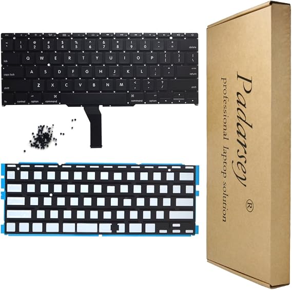 New Laptop Black US Backlit Backlight Keyboard with 80 Pces Screws Compatible for MacBook Air A1370 A1465 11-Inch 2011 2012 2013 2014 2015 MD711 MD712 MD223 MD224 MC968 MC969