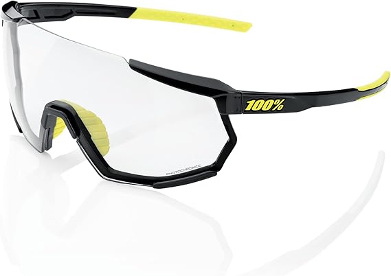 100% Racetrap 3.0 Sport Performance Sunglasses - Sport and Cycling Eyewear (Gloss Black - Photochromic Lens)