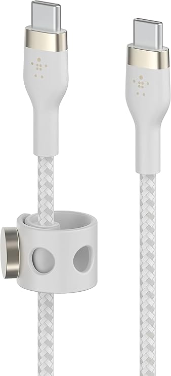Belkin USB-C to USB-C Braided Silicone Cable iPhone 15/iPad mini/iPad Pro/iPad Air/Galaxy/Android Smartphone & Tablet Compatible, Fast Charging PD Compatible, Ultra Durable, 3.3 ft 1 m White BOOST