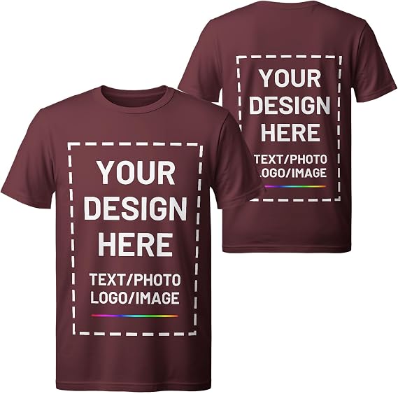 Custom T Shirts for Men Women, Personalized Shirts with Photo Logo Text, Customized T-Shirt Front & Back Print