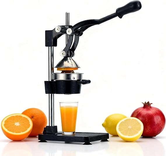 Tada Cast Iron Manual Juicer Press Hand Operated Citrus & Pomegranate Juice Squeezer with Stainless Steel Components, Heavy Duty Countertop