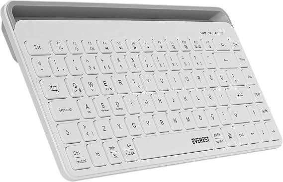 Everest KB-BT66 Beyaz 2.4G+BT1+BT2 üçü bir arada 3 in 1 2.4/Bluetooth Çift Modlu PC/Mobil Bilgisayar Tablet Televizyon Uyumlu Q Kablosuz klavye (BEYAZ)