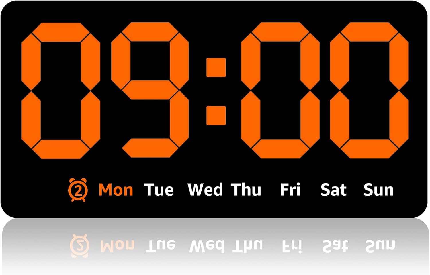 Digital Wall Clock 8.5 Inch Large Display LED Alarm Clock with Date Week Temperature Double Alarm 3 Levels Brightness Adjustable Countdown Clocks for Living Room Bedroom Classroom Kitchen (Orange)