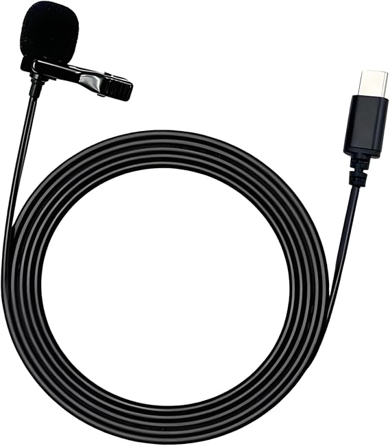 USB-C Lavalier Microphone - Omnidirectional Condenser Lapel Mic for iPhone 15/16, Android, PC, Mac, YouTube, ASMR, Vlogging - Plug & Play with Windscreen (118, Inches)
