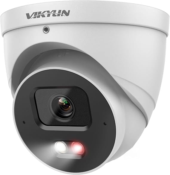 VIKYLIN 4MP PoE IP Camera,DMSS/SmartPss Lite,2.8mm Lens Smart Dual Light with AI Color Night Vision, IVS, Built-in Mic,SD Slot,AI Human Vehicle Detection, IP67 Dome/Turret Security Camera,4MP@ 30fps