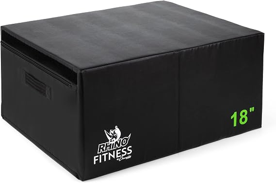 Champion Sports Foam Plyometric Box, Black - Durable Jump Boxes for Training with Handles, Hook and Loop Flaps - Stackable Plyo Box Jumps for Gym - Multiple Sizes