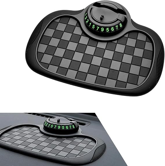 1 PC Car Anti-slip Mat, Multifunctional Dashboard Phone Holder, Dashboard Organizer Pad with Hidden Parking Number, Universal Dashboard Accessories, for Most Cars (Black #2)