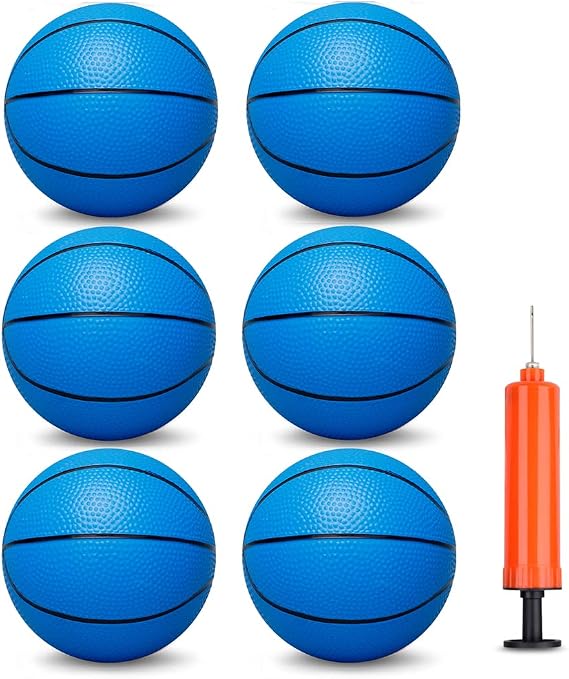 Umnodobn 6 Inch Mini Basketballs for Toddlers Kids Teenagers, 6 Pack 6" Basketball Set with Pump Durable PVC Basketballs for Mini Over Door Hoop Pool Beach Balls for Swimming Pool, Indoors, Outdoors