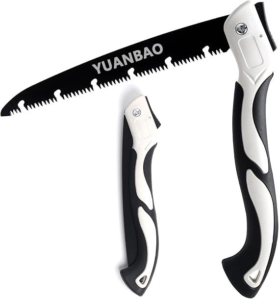 12 Inch Folding Saw, Pruning Hand Saw for Wood Cutting, Garden Pruner with SK5 Curved Blade, Triple- Cut Razor Teeth, Foldable Handsaw for Tree Trimming, Camping, Gardening and Carpentry