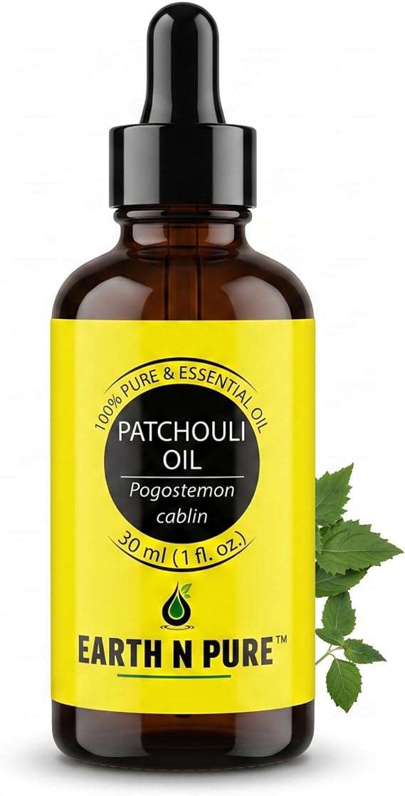 Earth N Pure Patchouli Essential Oil Natural & Therapeutic Grade for Aromatherapy, Skin & Hair Care with Glass Dropper 30 ml