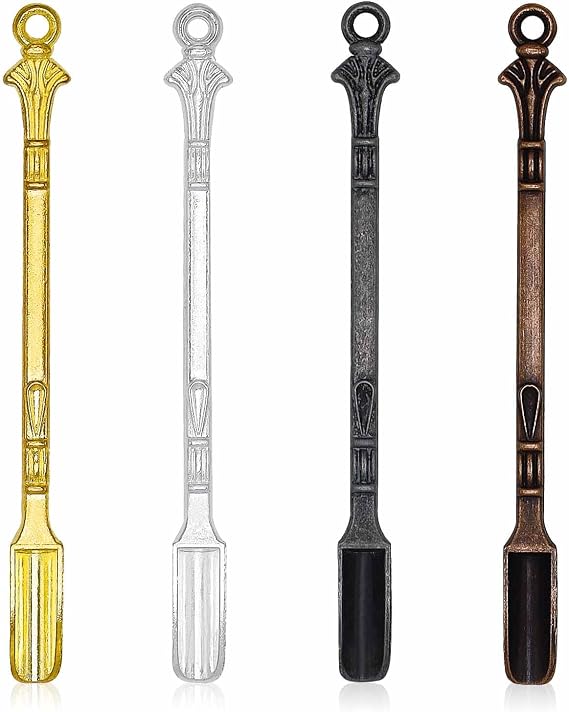 HXMJIED 4PCS Mini Medicine Spoon - Metal Shovel Spoon, Small Gold Silver Smoke Shovel, Snuff Spoon (4 Colors)