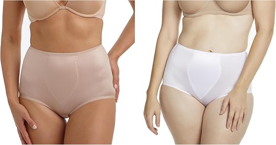 CUPID 4 Pack Light Control Brief with Tummy Panel style 2106 Large Beige and White Bundle
