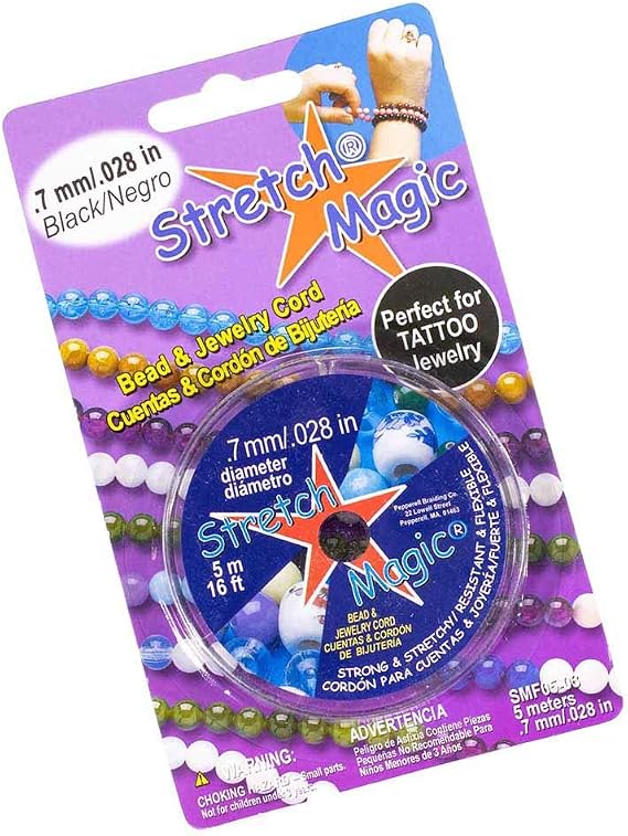 Craft County Pepperell Stretch Magic Bead Jewelry Elastic Cord String Line | Clear Pearl Black | 5M 25M 100M | 0.5mm 0.6mm 0.7mm 0.8mm 1mm Diameters, 0.7mm x 5 Meters, (PRL-SMF05-03-~CC_BB923)