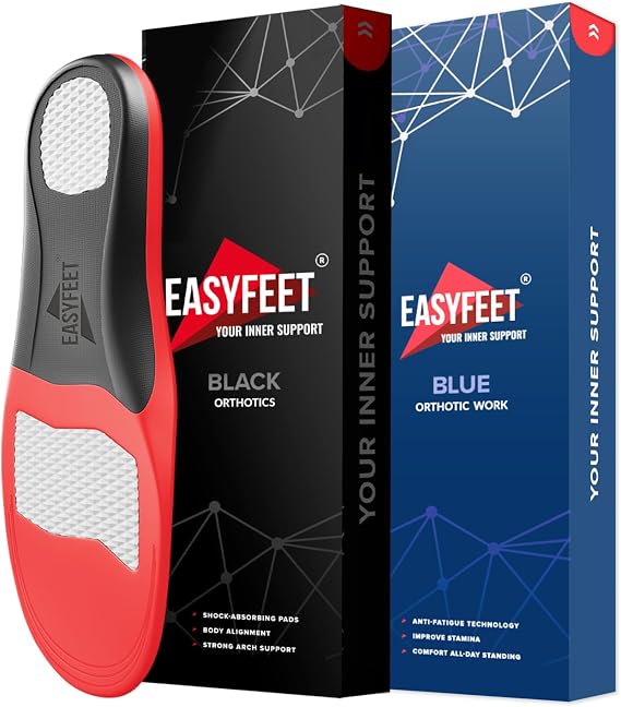 Orthotic Work Insoles with Anti-Fatigue High Arch Support Inserts Standing All Day Plantar Fasciitis Flat Feet Heel Pain Relief - Size XL (Men 12.5-14.5/Women 13.5-15.5)