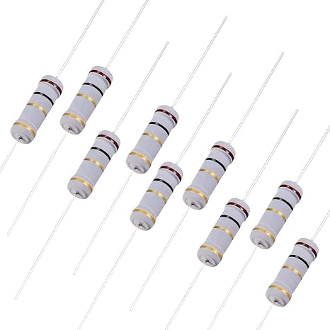 uxcell 50Pcs 1 Ohm Resistor, 3W 5% Tolerance Carbon Film Resistors, 4 Bands for DIY Electronic Projects and Experiments