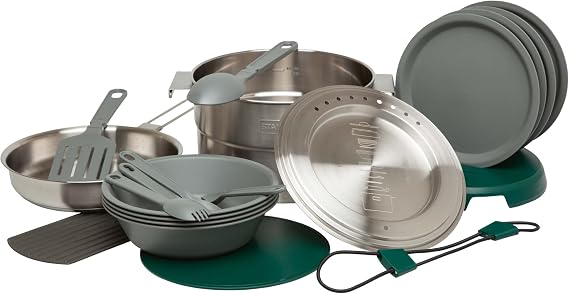 STANLEY Adventure Full Kitchen Pişirme ve Yemek Seti 3.5 Litre - Paslanmaz Çelik | Paslanmaz Çelik | Paslanmaz çelik kamp pişirme seti, paketlenebilir, bulaşık makinesinde yıkanabilir, BPA içermez, kamp ve yürüyüş için