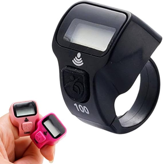 Digital Finger Tally Counter, Tasbeeh Counter Finger Ring Electronic Digital Tasbeeh Tasbih Tally Counter Timer Beads for Islam Muslim Prayer Golf Scoring (Black)