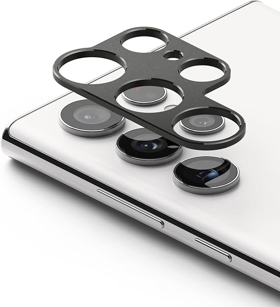 Ringke Camera Styling Compatible with Samsung Galaxy S22 Ultra 5G Camera Lens Protector, Aluminium Frame Tough Protective Adhesive Cover Sticker - Black