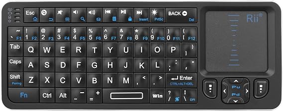 Rii K06 Mini Bluetooth Keyboard,Backlit Keyboard with IR Learning, Portable Lightweight with Touchpad Compatible with Android TV Box/Mac/Windows/HTPC (Bluetooth Only)