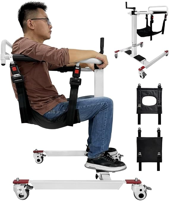 Manual Patient Lift Transfer Chair, Portable Body Lift for Car, Foldable Transfer Lift Chairs for Elderly Transfer Chairs for Disabled, Lift Transfer Chairs, Adjustable Height/Width