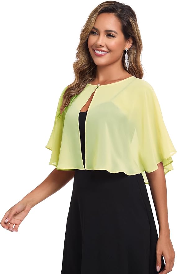TONGFANTFL Chiffon Capelets for Women Shawl Wraps for Evening Dress