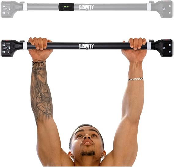 Gravity Fitness Universal Door Pull Up Bar Black 72-95cm 120kg Door Passage Bracket Alloy Steel Pull Up Bar