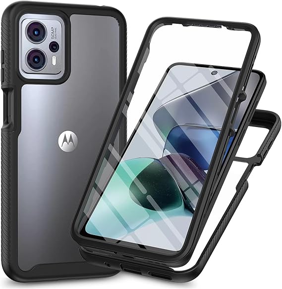 Sawiqpd for Motorola Moto G13 / G23 Case and Screen Protector, Black