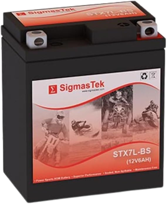 Yuasa YTX7L-BS Compatible SLA Motorcycle Battery by SigmasTek, STX7L-BS 100CCA