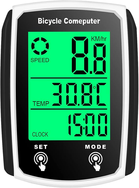 mewmewcat Wired Bike Computer 19 Functions Touch Bike Speedometer Waterproof Bicycle Computer with Backlight, White
