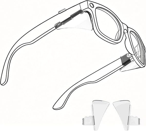 HiBloks Safety Glasses Side Shields for Ray-Ban Meta Wayfarer/Skyler/Headliner (Gen 2) & Oakley Meta HSTN Smart Glasses Accessories, Lightweight, Comfort and Don't Affect Charging (Transparent)