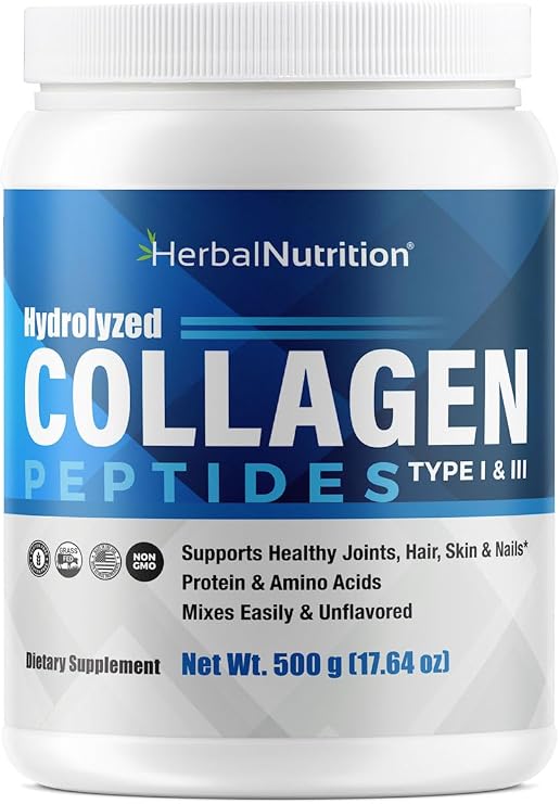 Ultra Pure Collagen Peptides Powder Hydrolyzed Grass Fed 500mg | Collagen peptides formulated to support healthy skin, hair, nails, joints, and connective tissue, Ultra Pure No Grass!