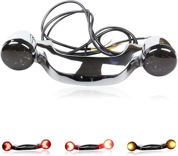 Rear Bullet LED Turn Signals Light Bar Integrated Turn Signals Motorcycle Brake Tail Lights for Harley Touring Road King Road Glide Special Electra Glide Heritage Softail, Chrome