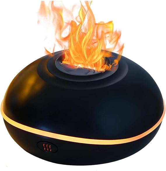 Flame Diffuser 7 Flame Colors Changing Noiseless, 200ml Difusor de Aceites Esenciales with Waterless Auto Shut-Off for Bedroom,Office,Yoga,Black