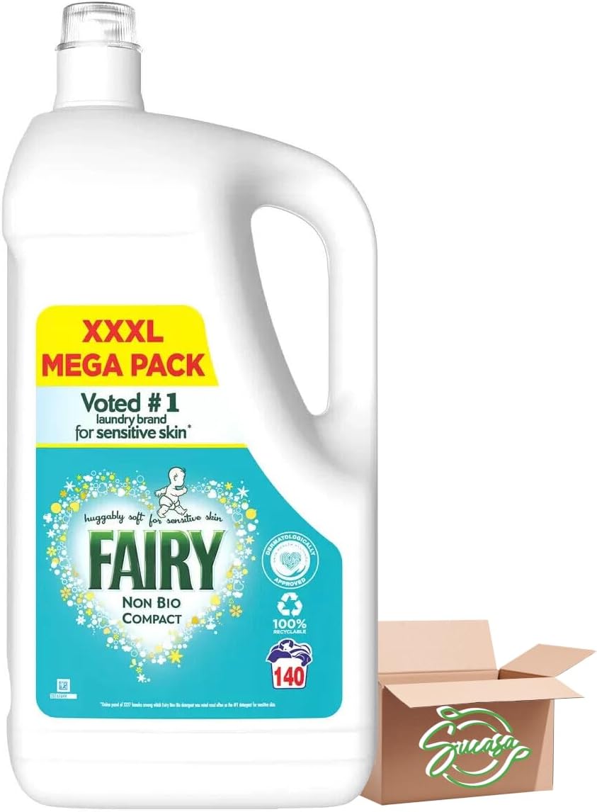 Fairy Non Bio Laundry Liquid L Mega Pack 140 Wash 4.34L - Specially Formulated To Remove Tough Stains, Sucasa
