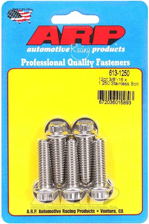ARP 6131250 Stainless Steel 3/8-16 12-Point Bolts - Pack of 5